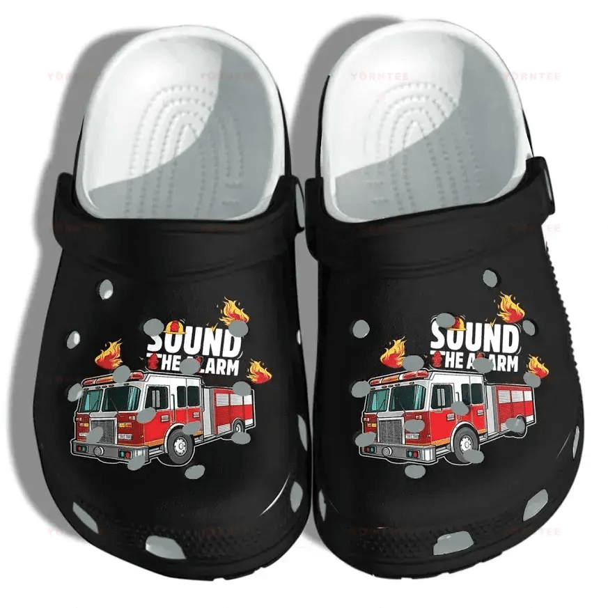 Fire Engine Car For Firefighter Son - Sound The Alarm Gift For Lover Rubber clog Shoes Comfy Footwear