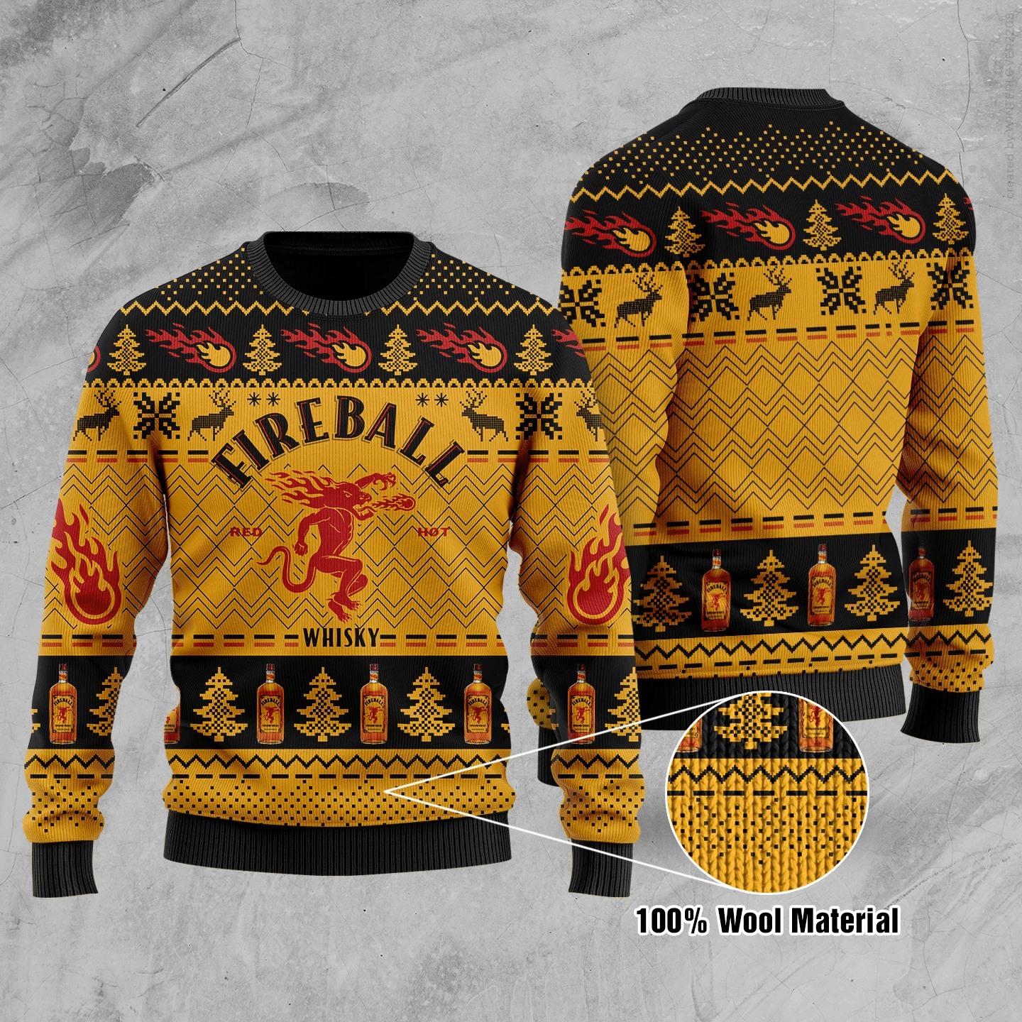 Fireball Cinnamon 3D Printed Ugly Christmas Sweater Adult 3D Funny Matching for family