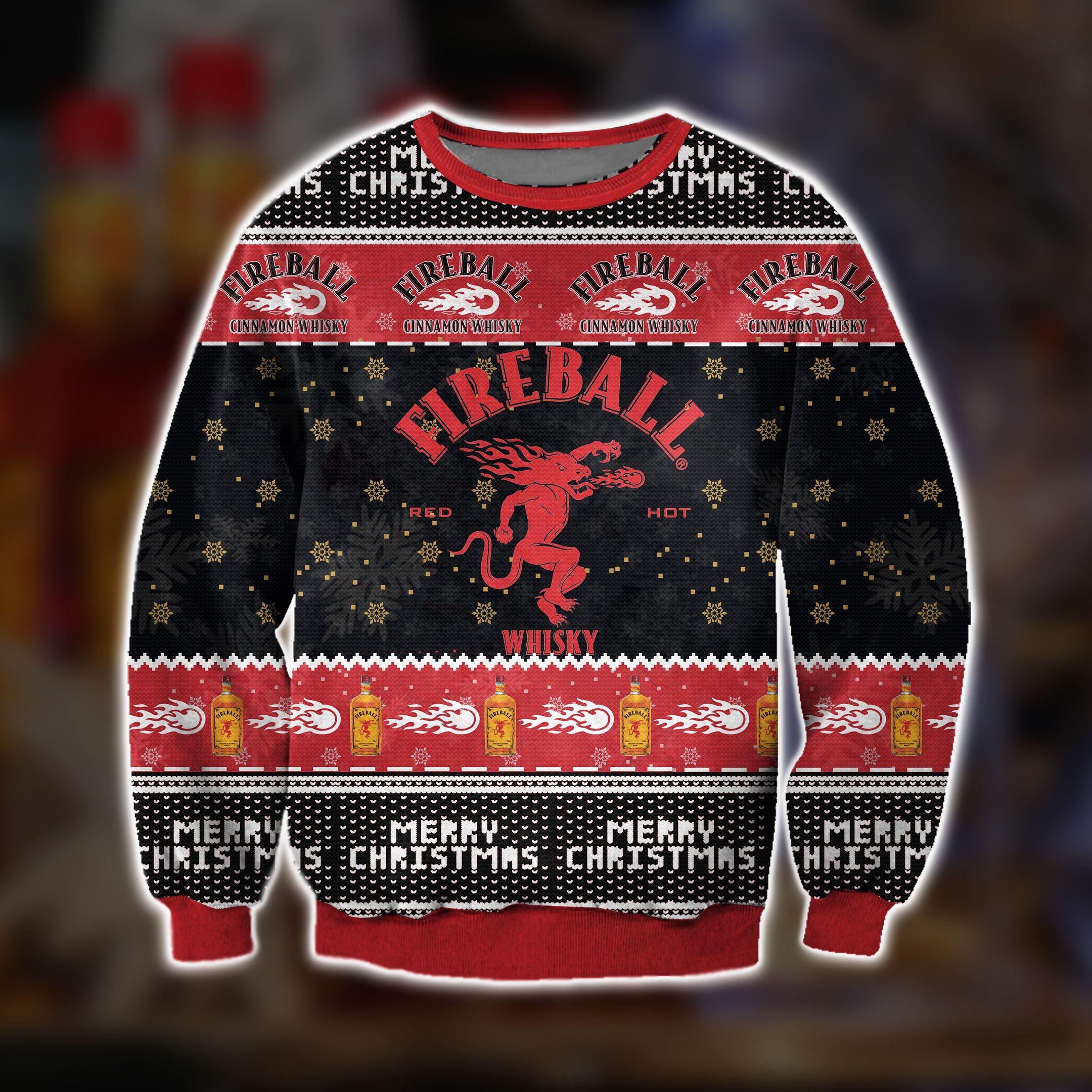Fireball Cinnamon Ugly Christmas Sweater Adult 3D Funny Matching for family