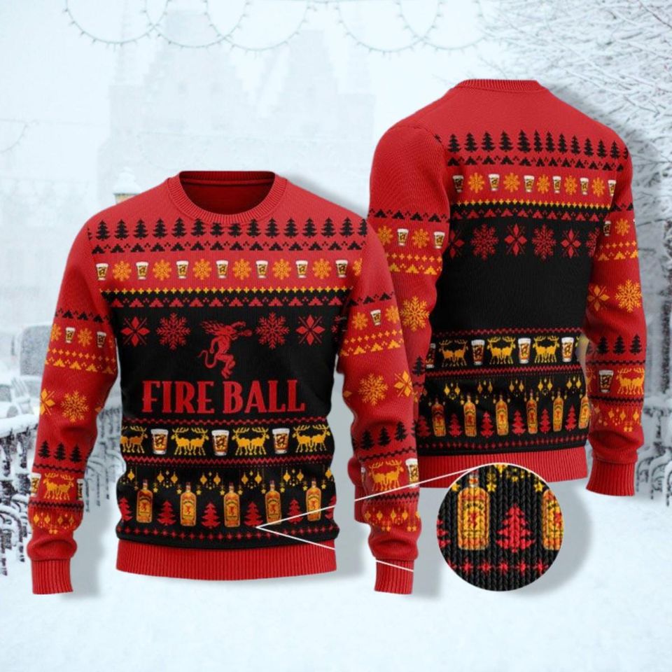 Fireball Whisky Christmas Ugly Sweater, Whisky 3D Ugly Sweater Party