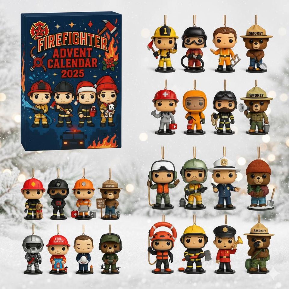 Firefighter 24 Acrylic Ornaments Set, Hero Rescue Worker Christmas Tree Hanging Decor