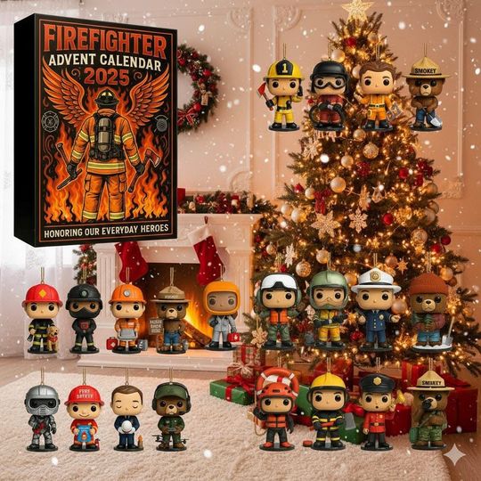 Firefighter Advent Calendar, 24 Day Firefighter Figurines, Hero Ornament Set, Christmas Countdown Box - Image 6