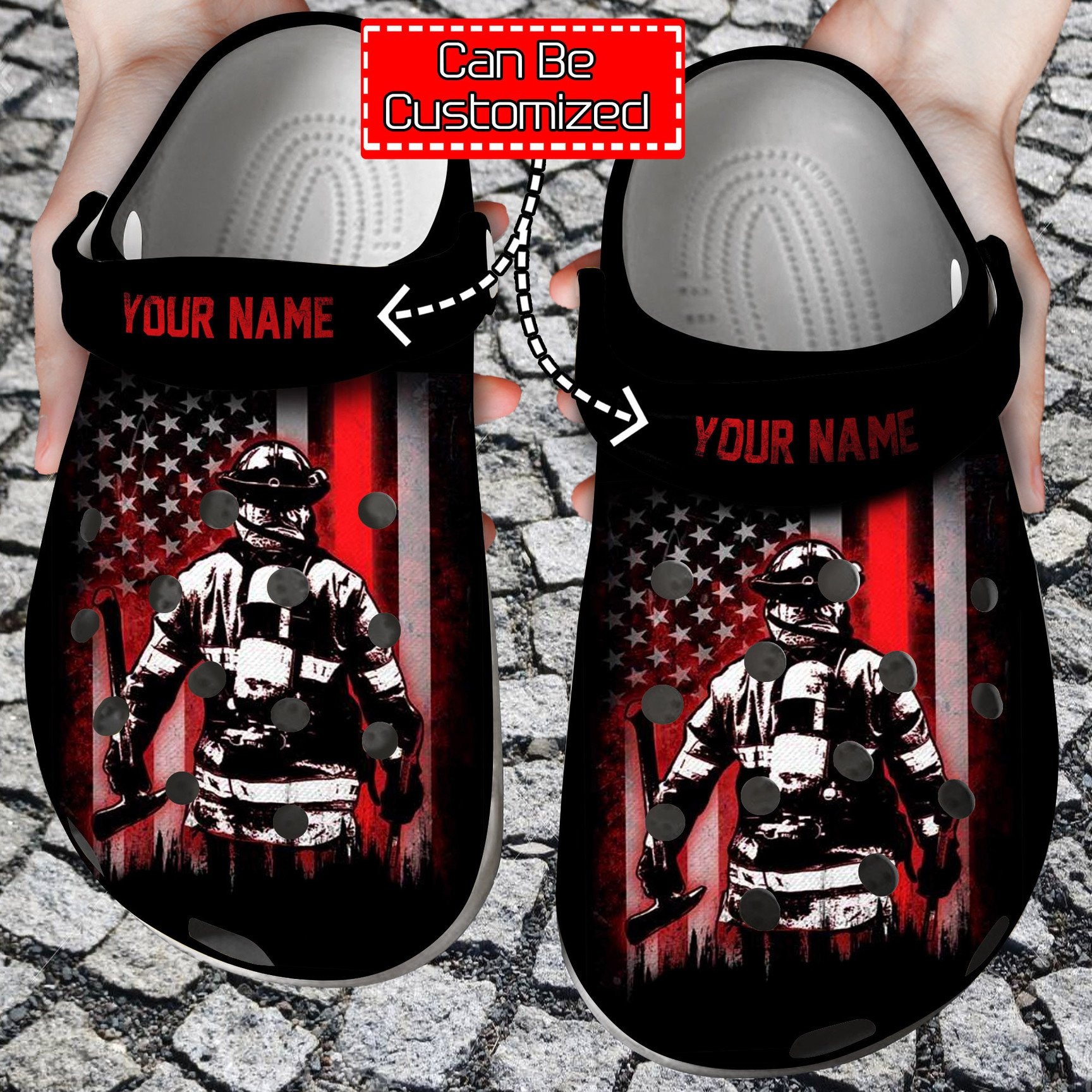 Firefighter American Flag clog Shoes Custom