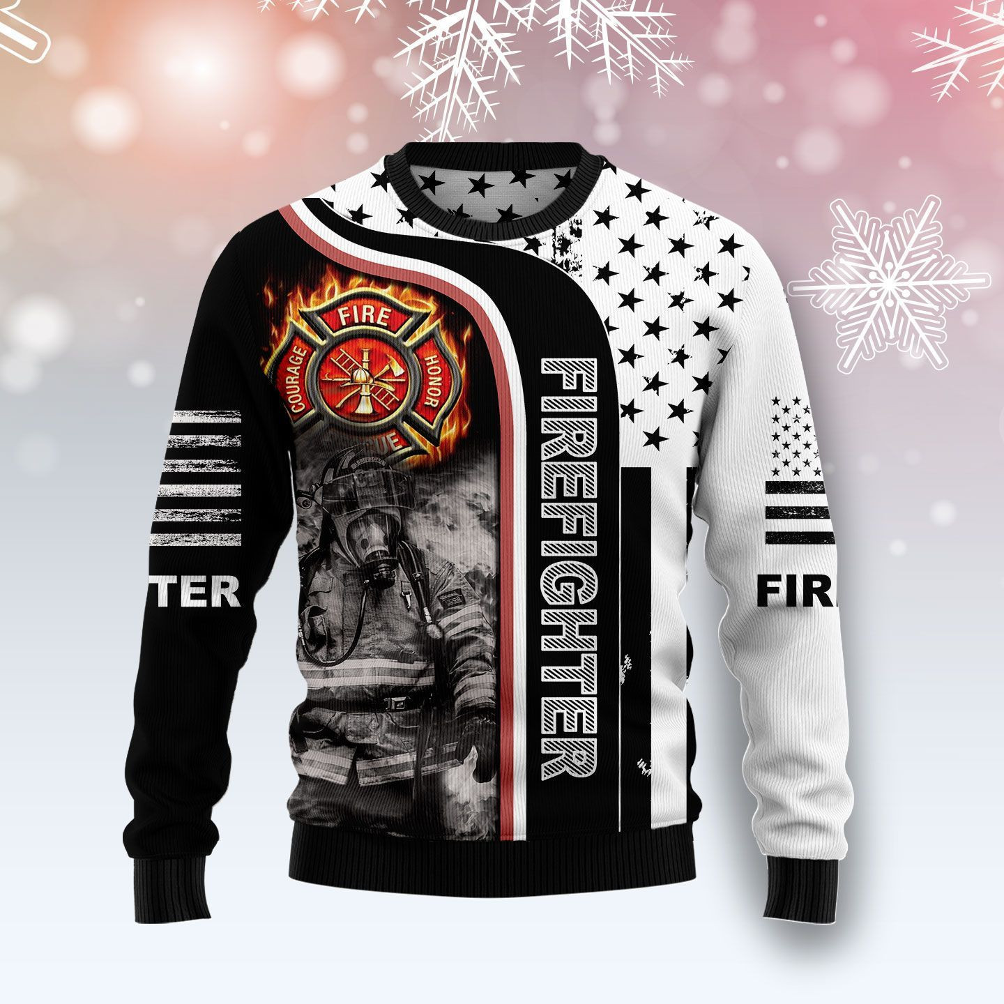 Firefighter Awesome Ugly Christmas Sweater Adult 3D Funny Matching for family