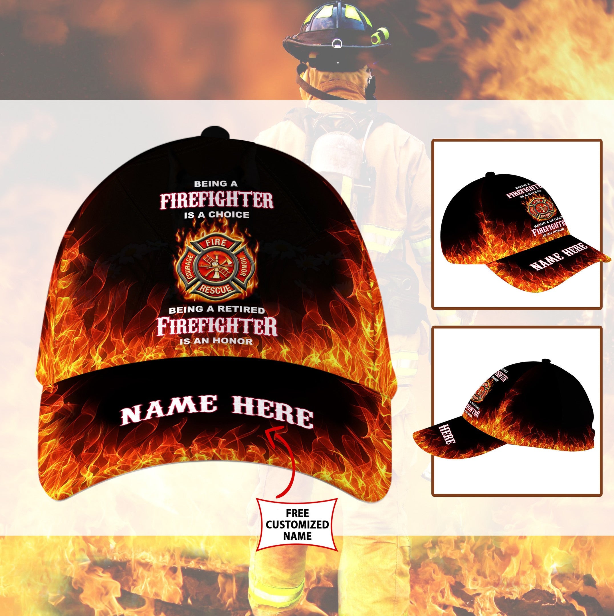 Firefighter Hat Classic Cap Trucker Hats Custom Hats Gifts For Men & Women