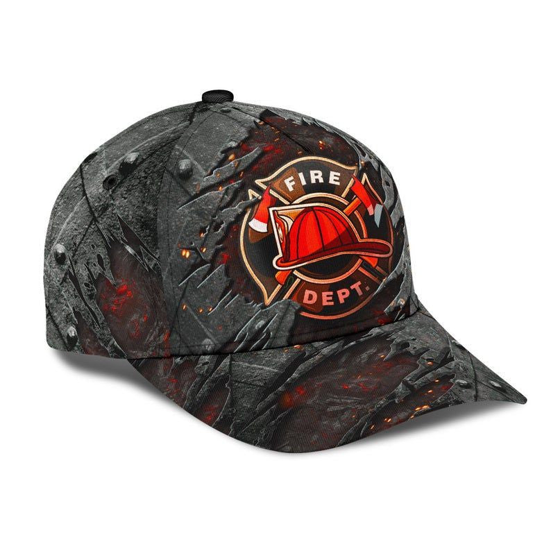 Firefighter Red Lava Hat Classic Cap 3D Unisex Cap, Skull Cap, Human Cap, Trending Cap, American Cap Trucker Hats Custom Hats Gifts For Men & Women