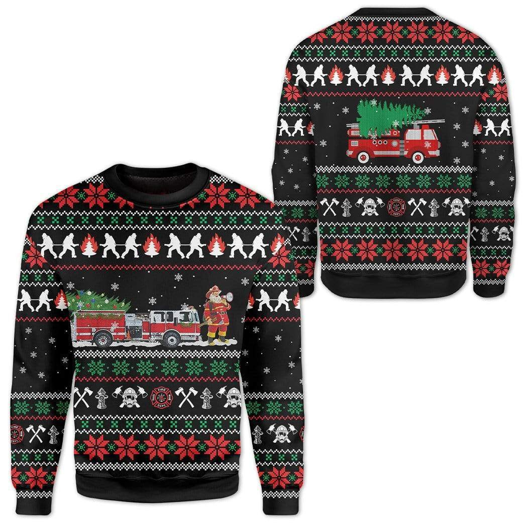 Firefighter Ugly Christmas Sweater Adult 3D Funny Matching for family