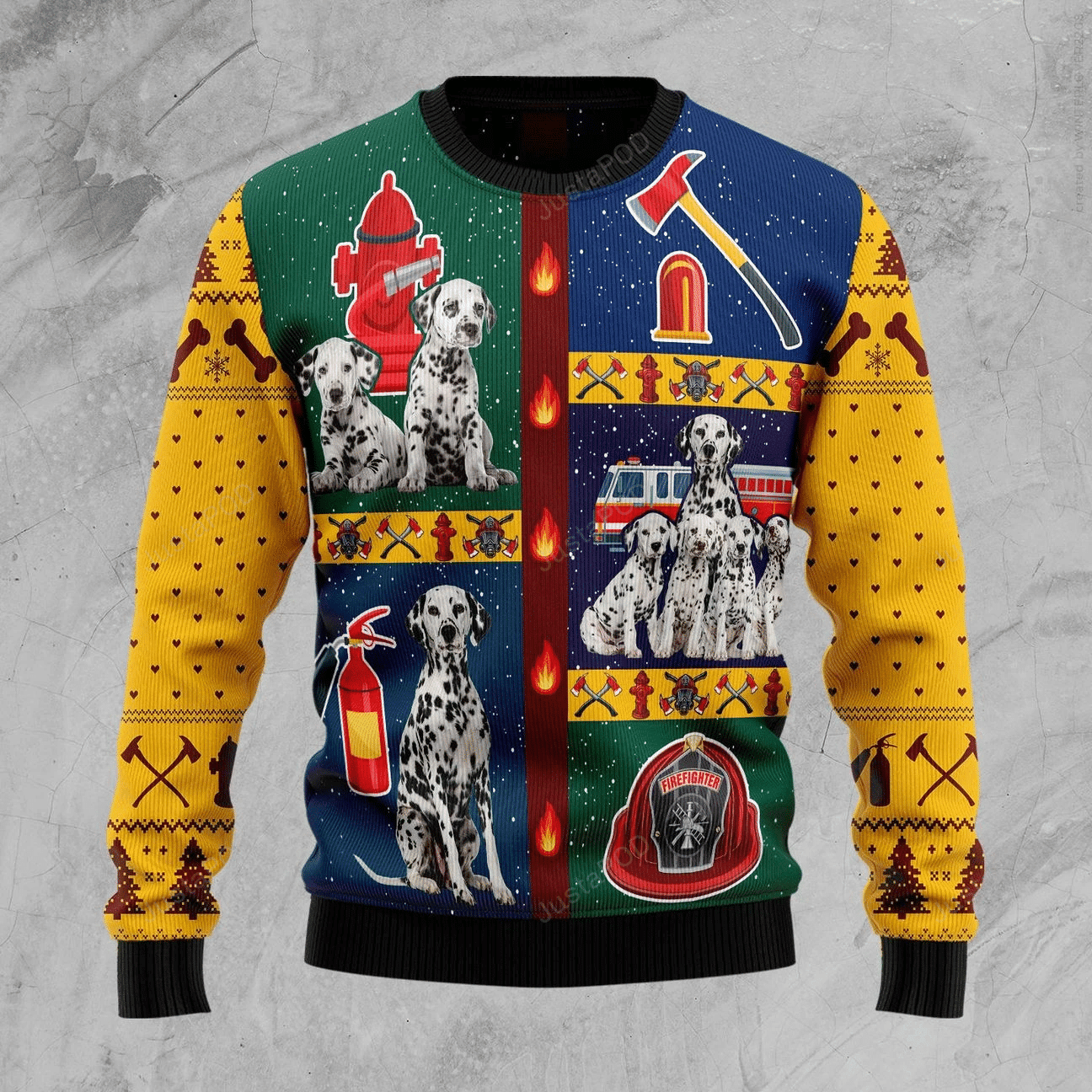 Firefighter Ugly Christmas Sweater Adult 3D Funny Matching for family