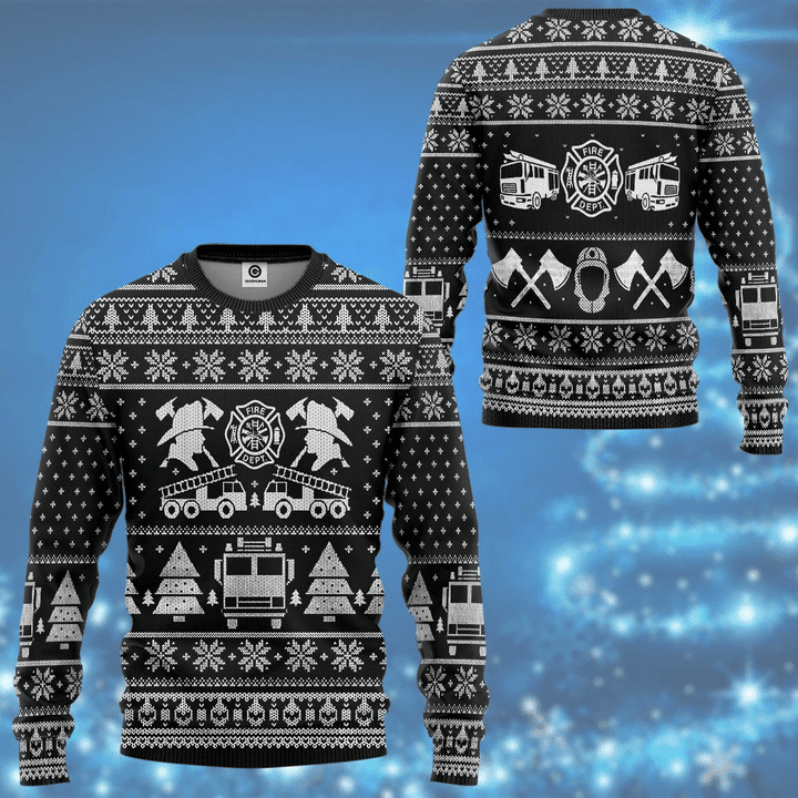 Firefighter Ugly Christmas Sweater Adult 3D Funny Matching for family