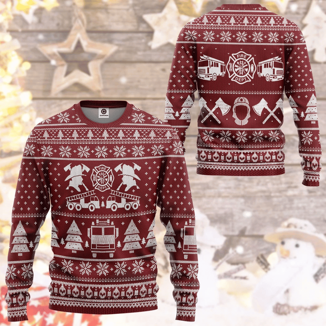 Firefighter Ugly Christmas Sweater Adult 3D Funny Matching for family