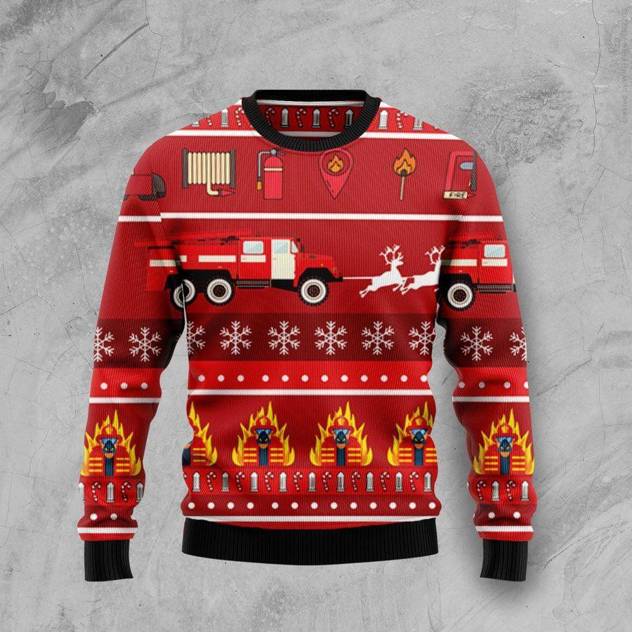 Firefighter Ugly Christmas Sweater Adult 3D Funny Matching for family