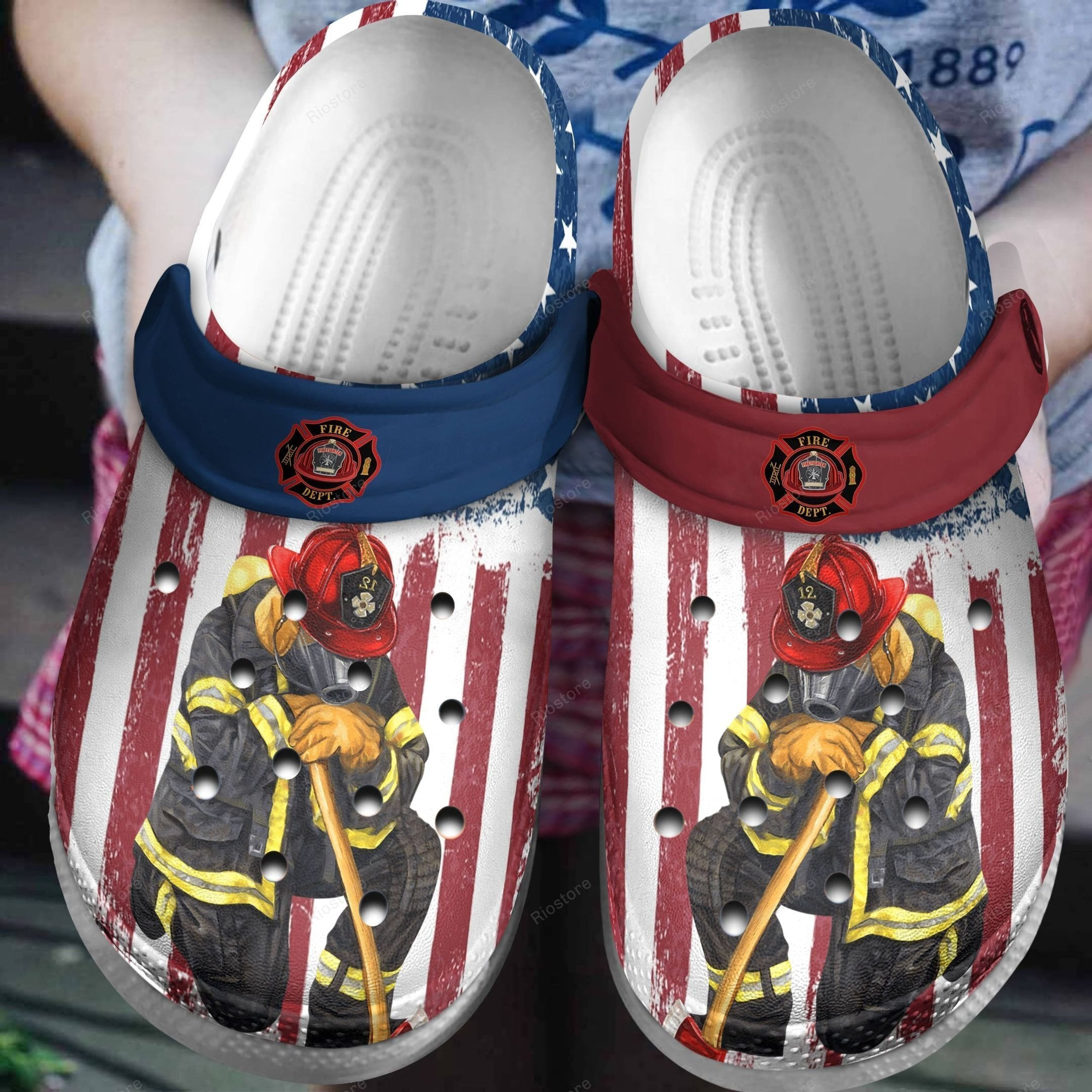 Firefighter Usa Shoes - Fire Dept Clogs Gifts For Father Day