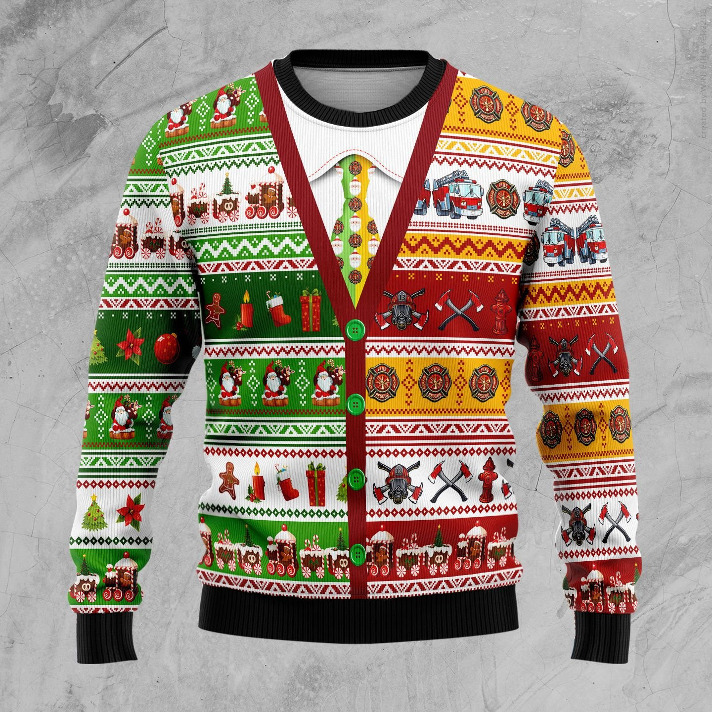 Firefighter Xmas Ugly Christmas Sweater Adult 3D Funny Matching for family
