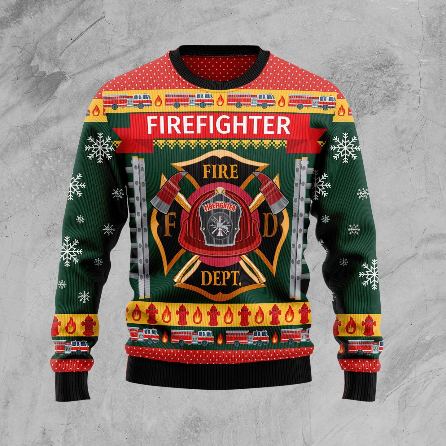 Firefighter Xmas Ugly Christmas Sweater Adult 3D Funny Matching for family