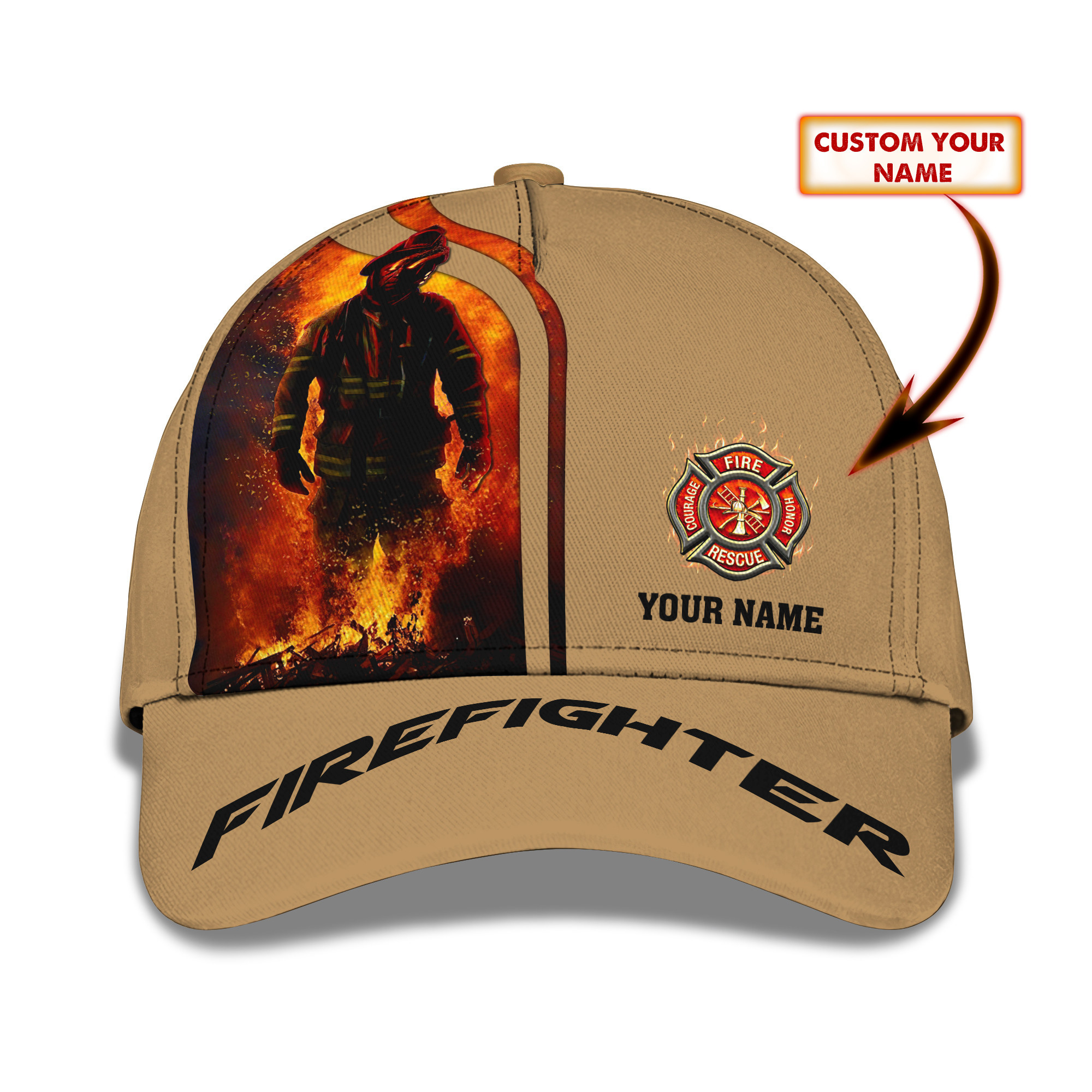 Fireman Classic Cap Custom Firefighter 3D Baseball Cap Gift For Firefighter Trucker Hats Custom Hats Gifts For Men & Women