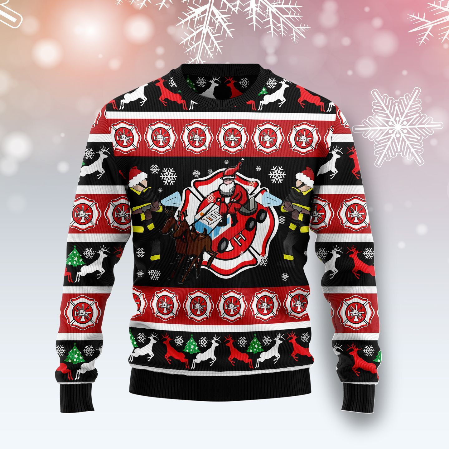 Fireman Firefighter Ugly Christmas Sweater Adult 3D Funny Matching for family