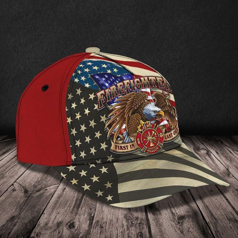 First In Last Out Fire Dept Firefighter Firemen Classic Cap Baseball Cap Trucker Hats Custom Hats Gifts For Men & Women