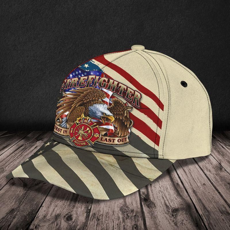 First In Last Out Fire Dept Firefighter Firemen Classic Cap Baseball Cap Trucker Hats Custom Hats Gifts For Men & Women