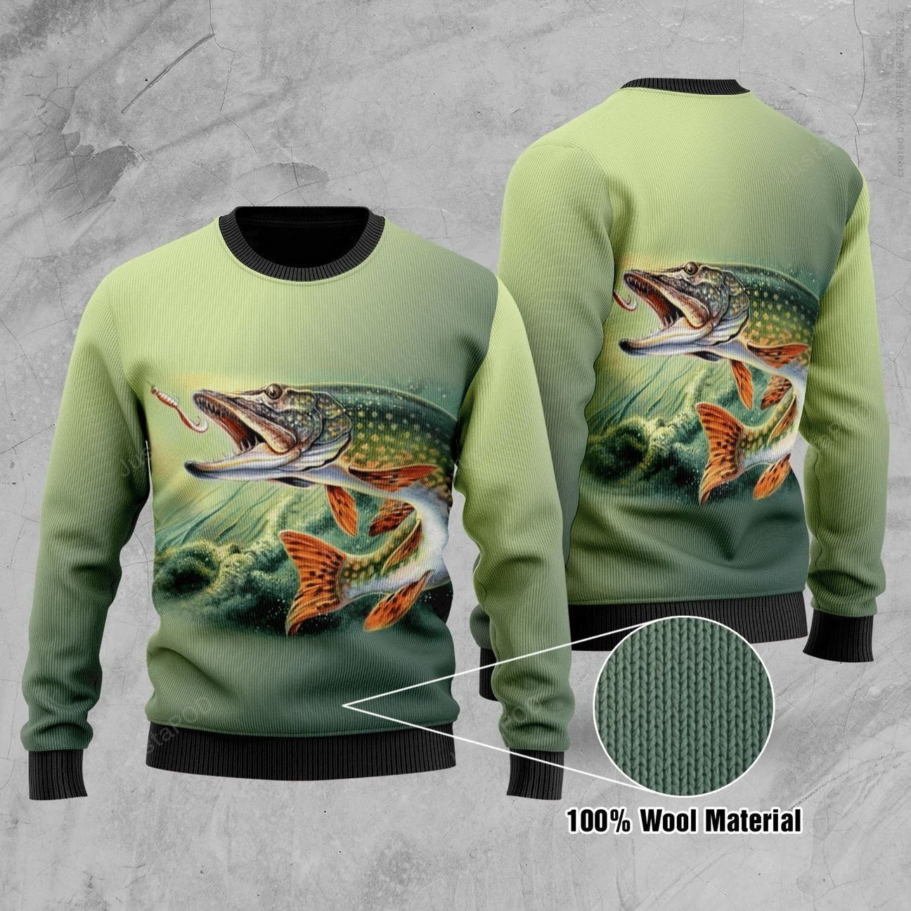 Fish Ugly Christmas Sweater Adult 3D Funny Matching for family