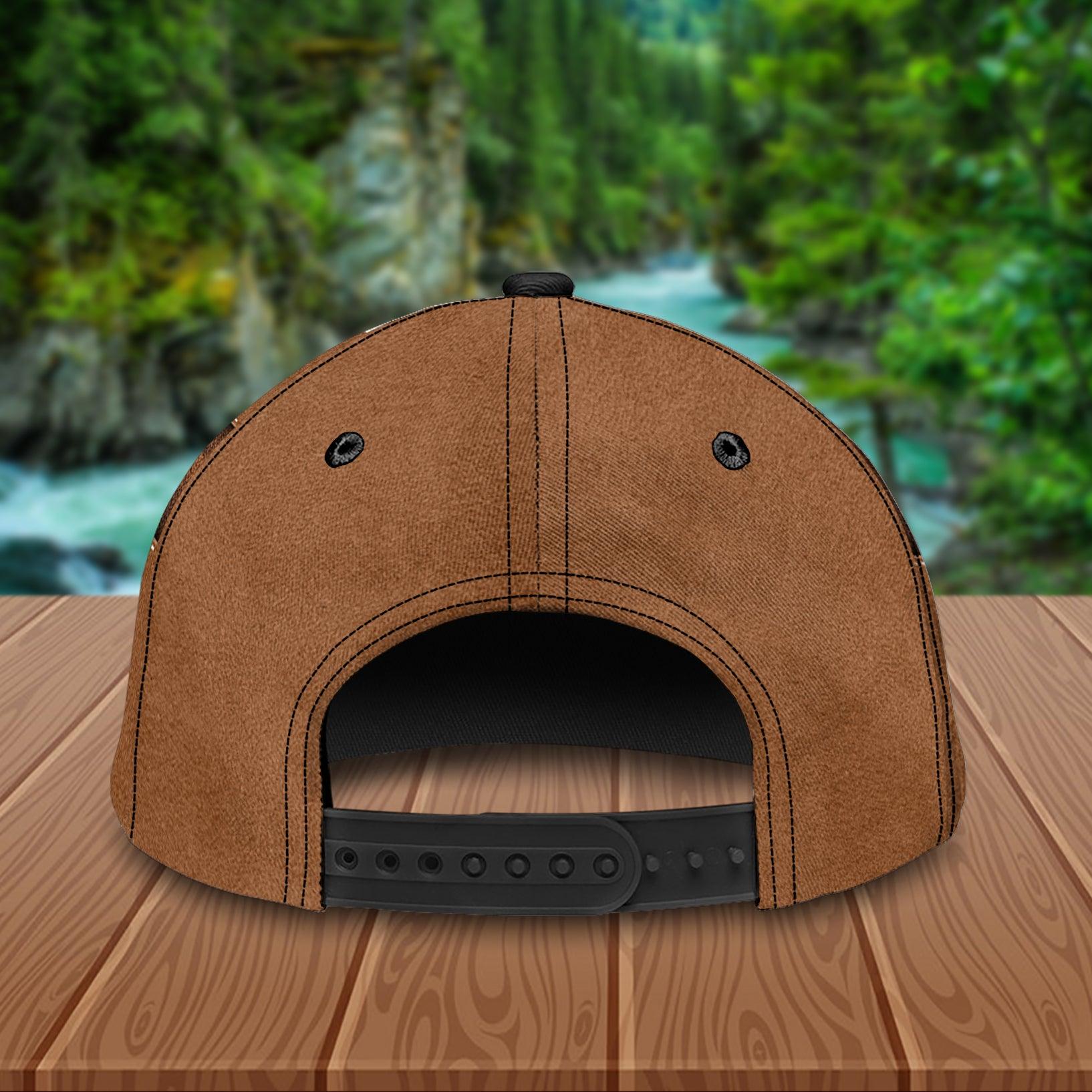 Fish With Water Background Brown Fishing Personalized Classic Cap, Personalized Gift for Fishing Lovers Trucker Hats Custom Hats Gifts For Men & Women