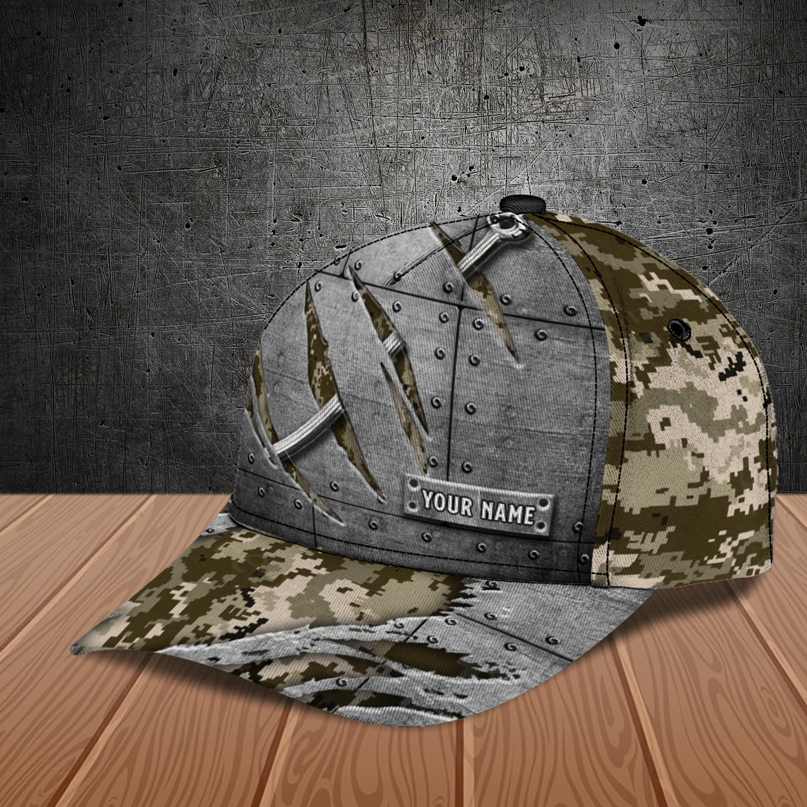 Fishhook With Camouflage Fishing Personalized Classic Cap, Personalized Gift for Fishing Lovers Trucker Hats Custom Hats Gifts For Men & Women