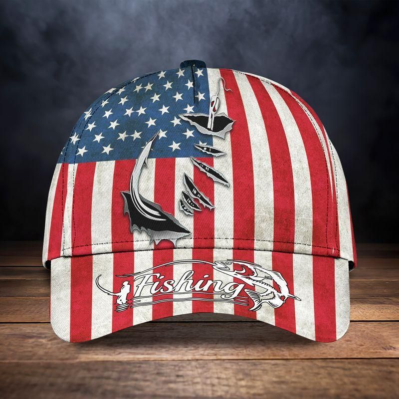 Fishing American Flag Classic Cap Baseball Cap Trucker Hats Custom Hats Gifts For Men & Women