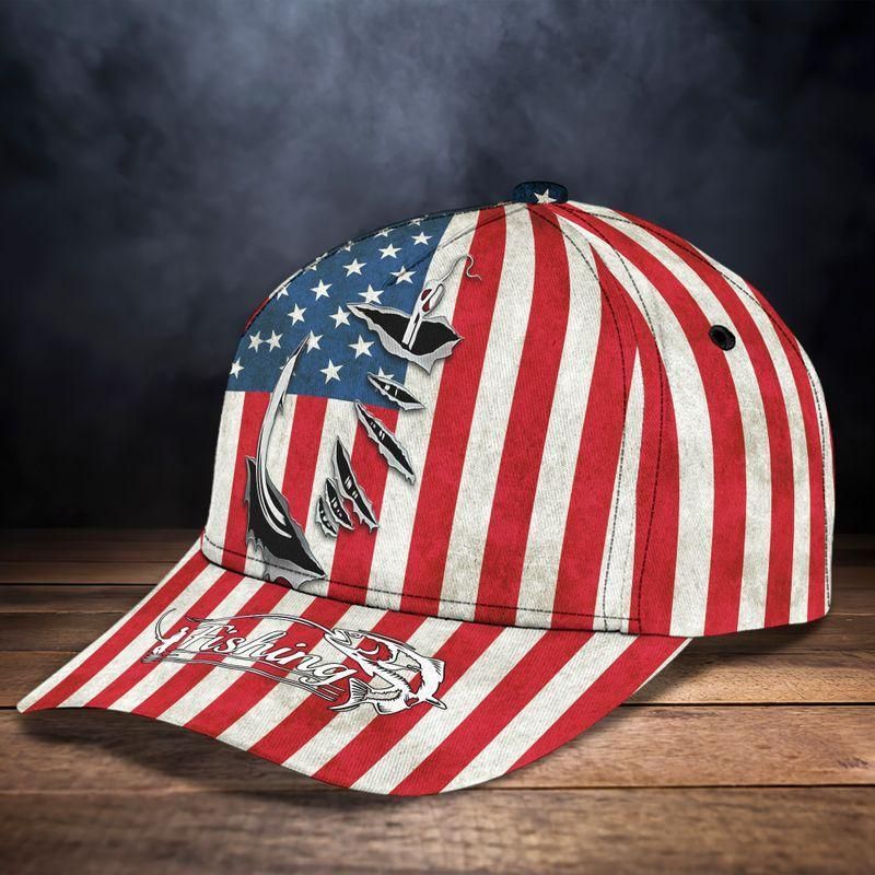 Fishing American Flag Classic Cap Baseball Cap Trucker Hats Custom Hats Gifts For Men & Women