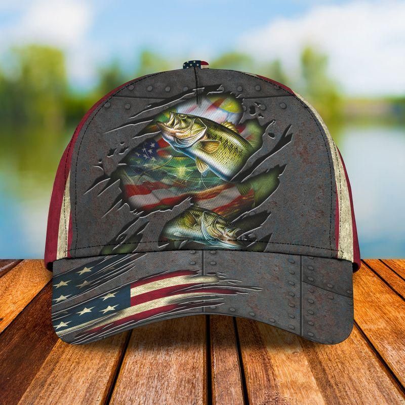 Fishing Bass Classic Cap Baseball Cap For Fishing Lovers Trucker Hats Custom Hats Gifts For Men & Women