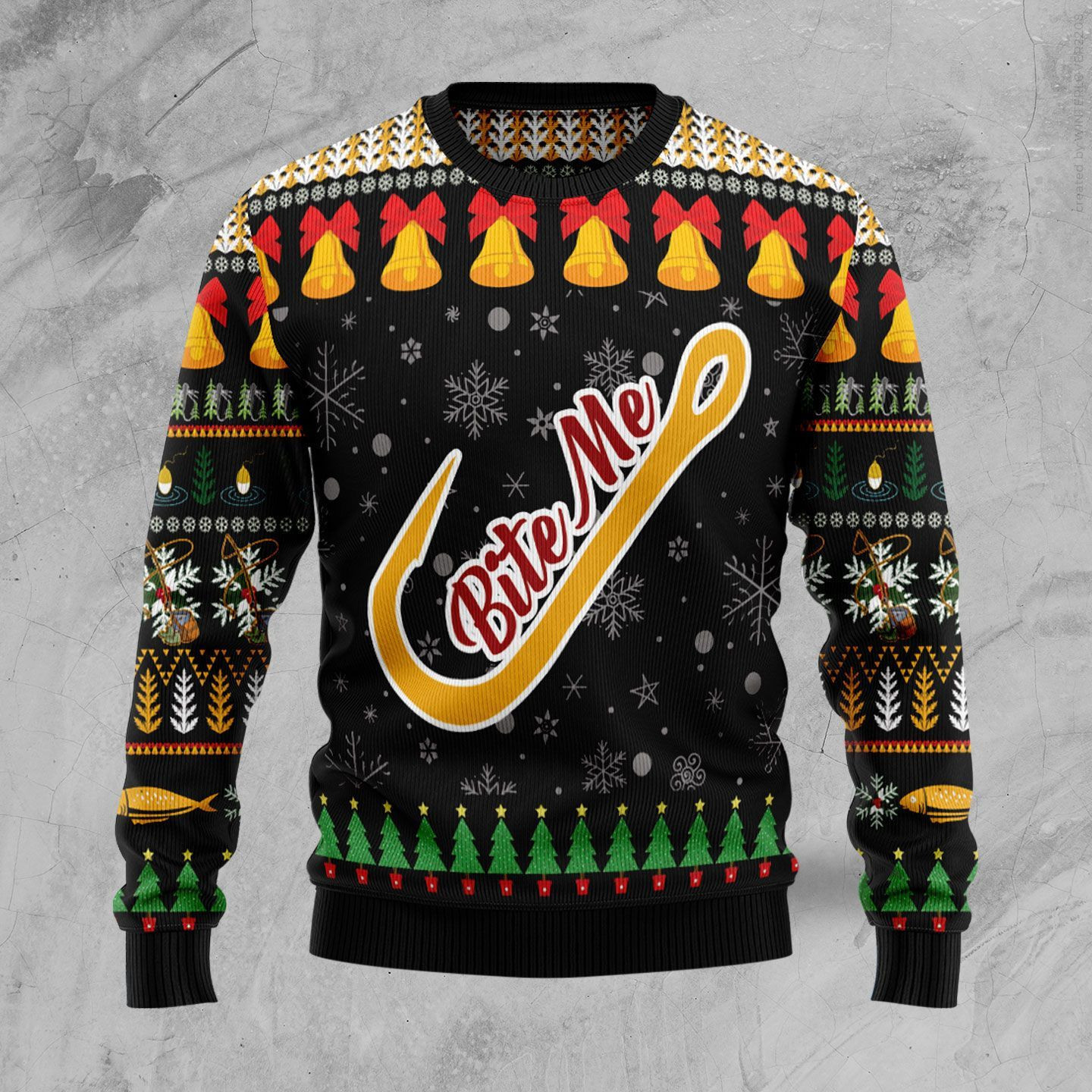 Fishing - Bite Me Ugly Christmas Sweater Adult 3D Funny Matching for family