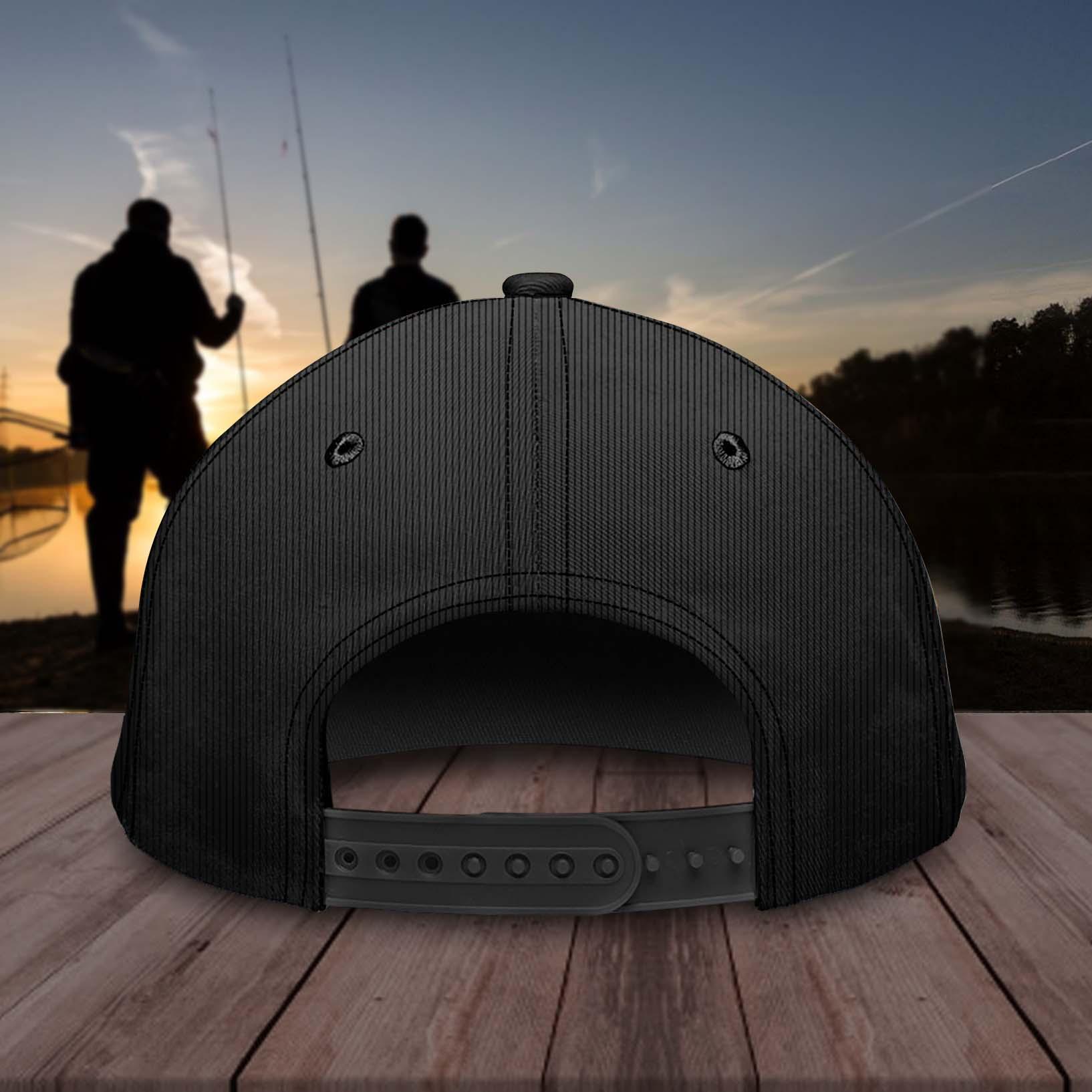 Fishing Black Personalized Classic Cap, Personalized Gift for Fishing Lovers Trucker Hats Custom Hats Gifts For Men & Women