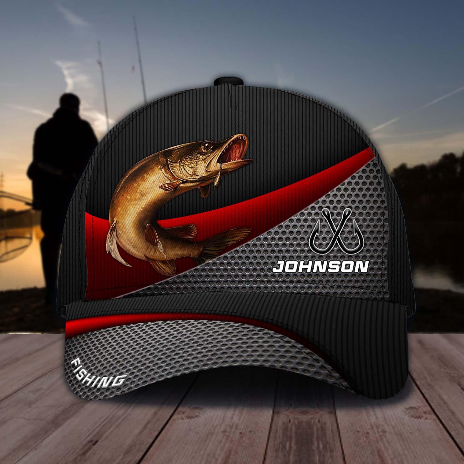 Fishing Black Personalized Classic Cap, Personalized Gift for Fishing Lovers Trucker Hats Custom Hats Gifts For Men & Women