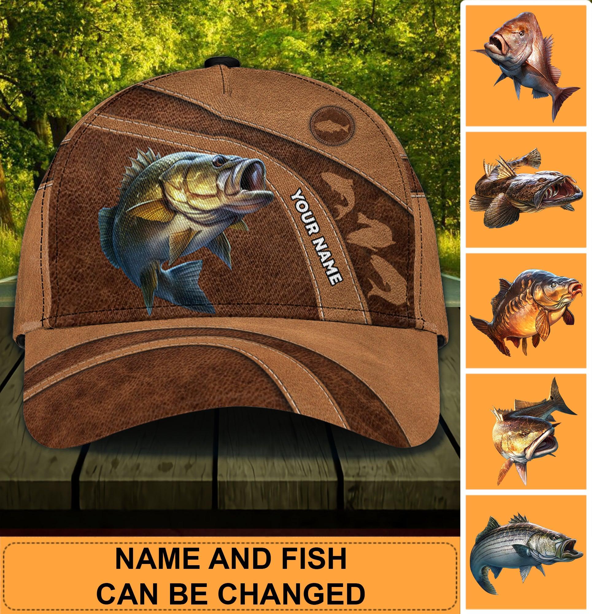 Fishing Brown Curves Personalized Classic Cap, Personalized Gift for Fishing Lovers Trucker Hats Custom Hats Gifts For Men & Women