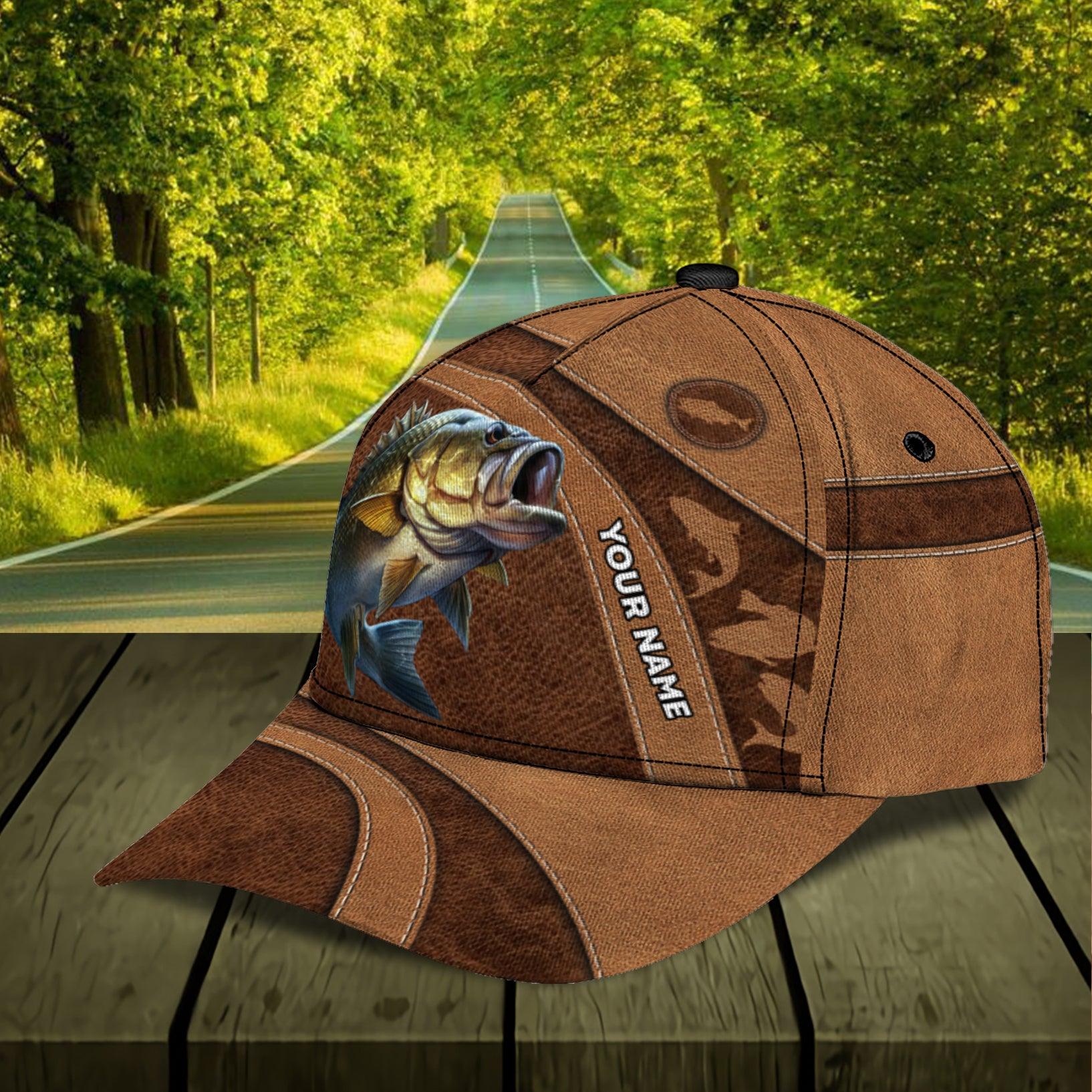Fishing Brown Curves Personalized Classic Cap, Personalized Gift for Fishing Lovers Trucker Hats Custom Hats Gifts For Men & Women