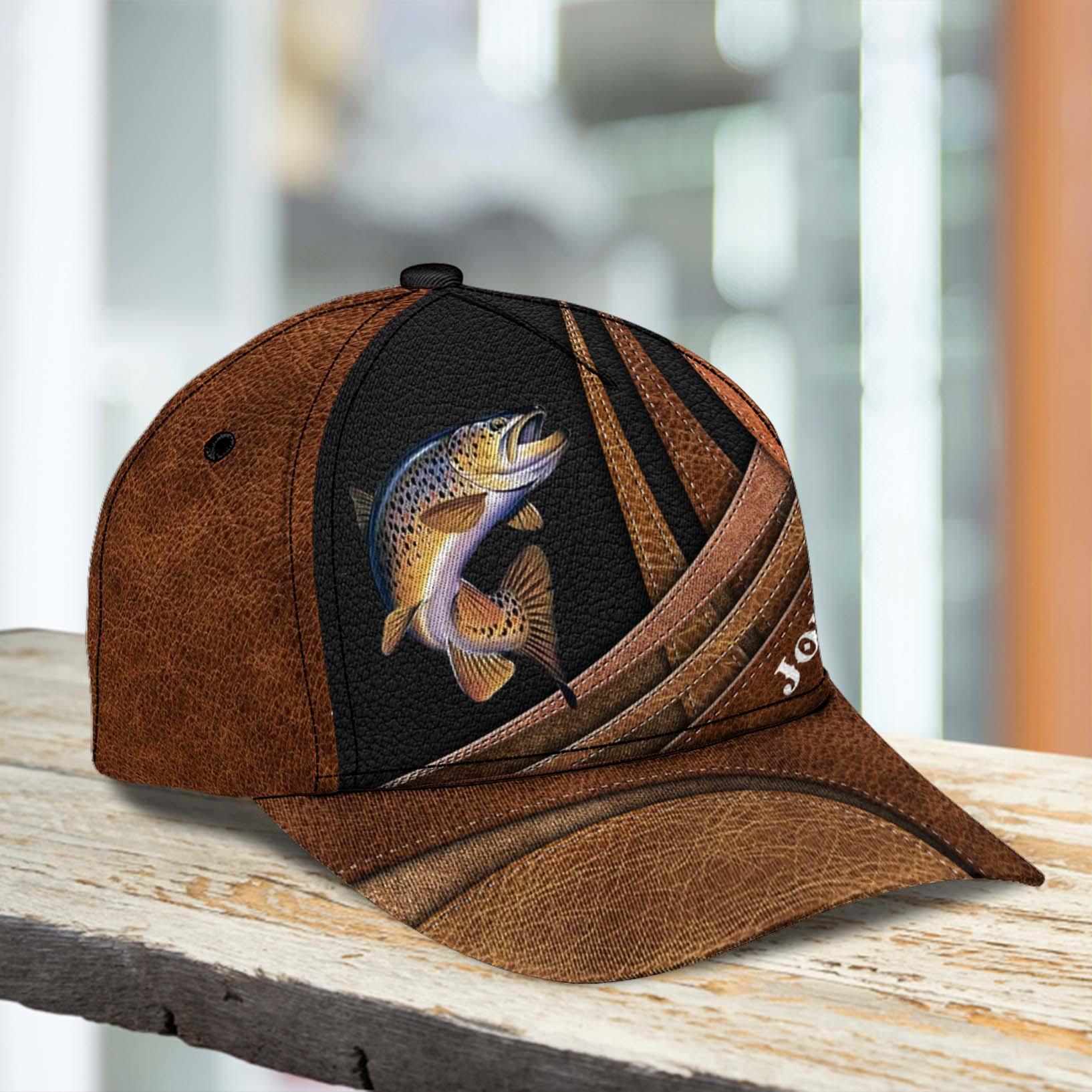 Fishing Brown Lines Personalized Cap, Personalized Gift for Fishing Lovers Trucker Hats Custom Hats Gifts For Men & Women