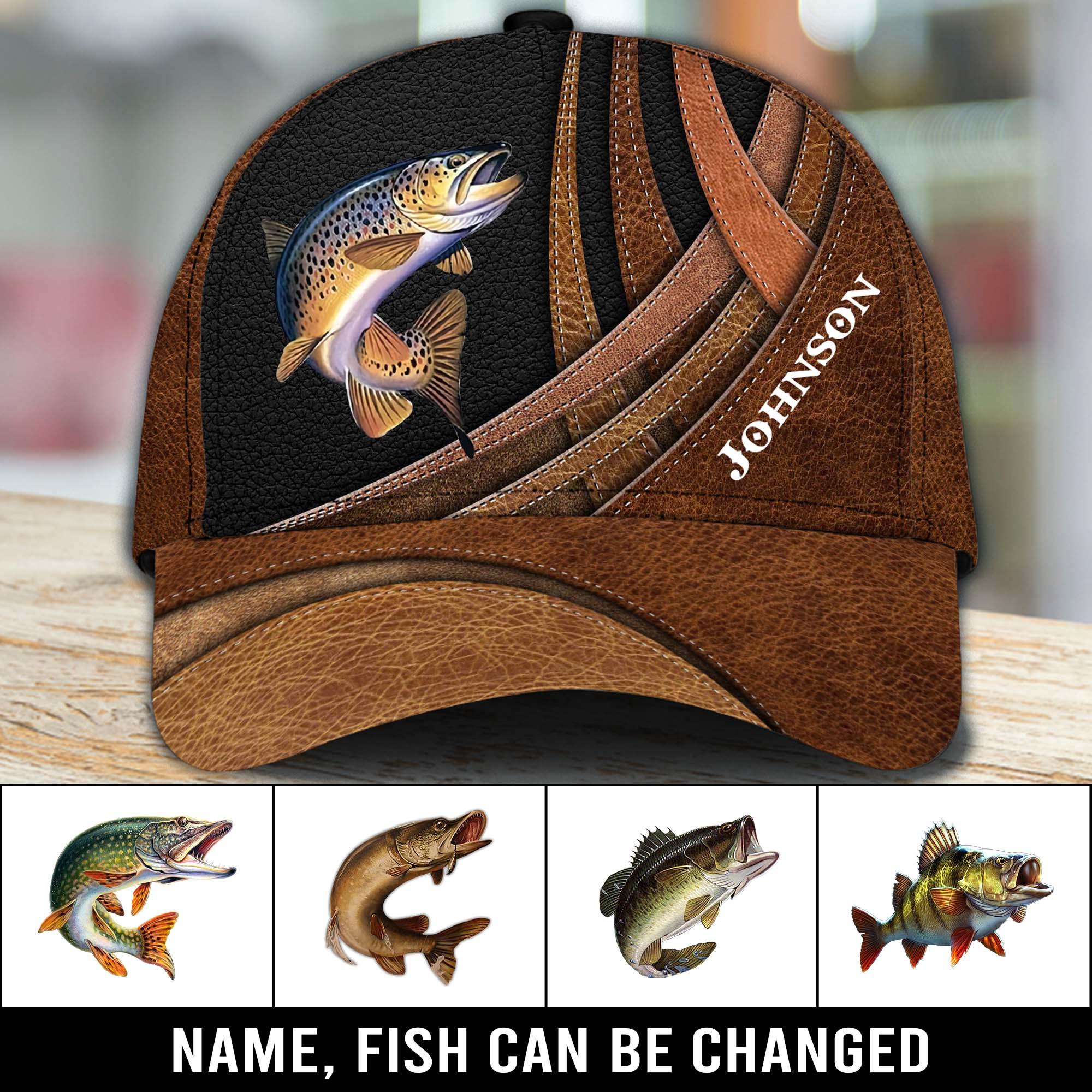 Fishing Brown Lines Personalized Cap, Personalized Gift for Fishing Lovers Trucker Hats Custom Hats Gifts For Men & Women