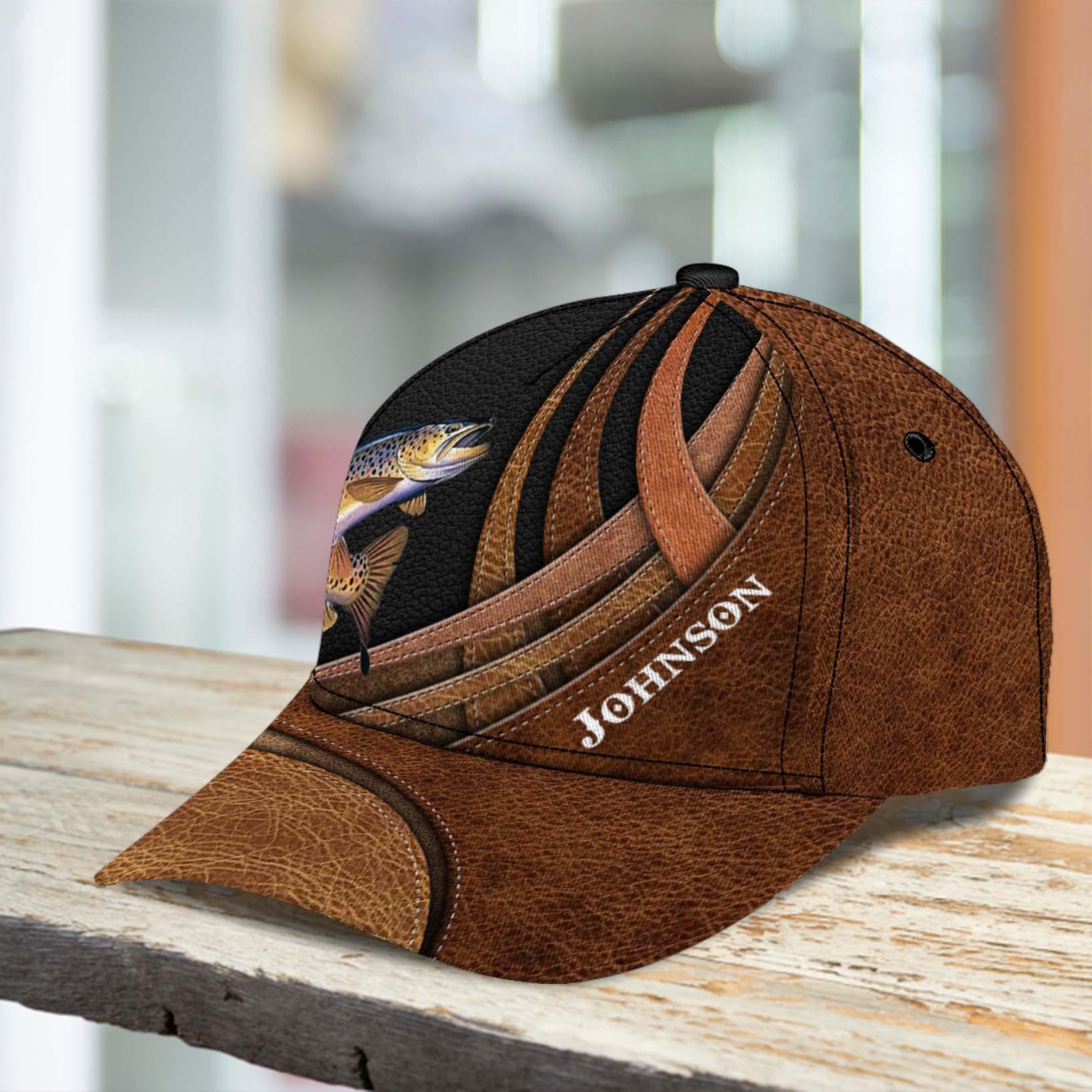 Fishing Brown Lines Personalized Cap, Personalized Gift for Fishing Lovers Trucker Hats Custom Hats Gifts For Men & Women