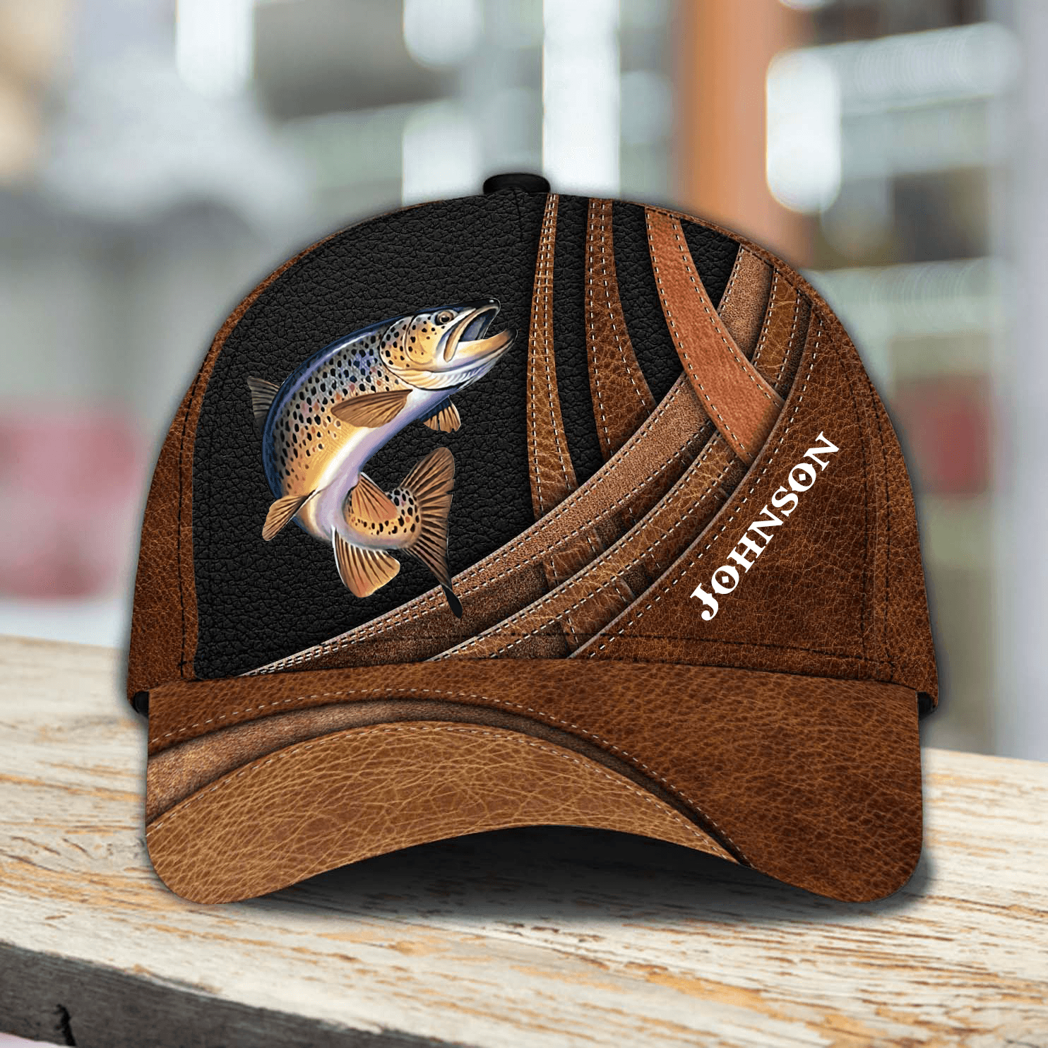 Fishing Brown Lines Personalized Cap, Personalized Gift for Fishing Lovers Trucker Hats Custom Hats Gifts For Men & Women