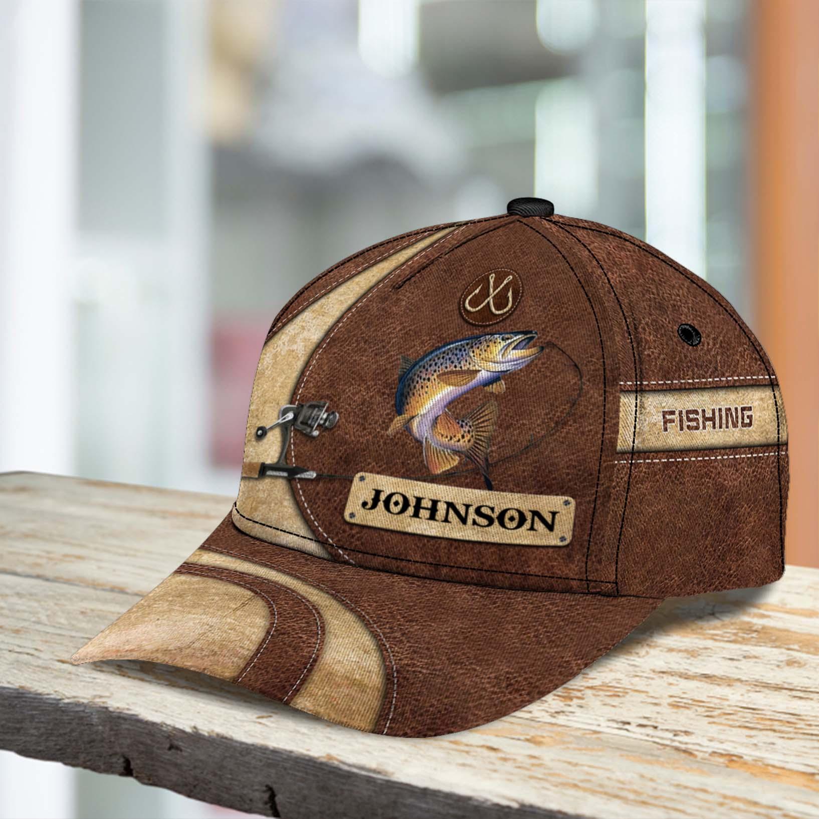 Fishing Buff & Brown Personalized Cap, Personalized Gift for Fishing Lovers Trucker Hats Custom Hats Gifts For Men & Women