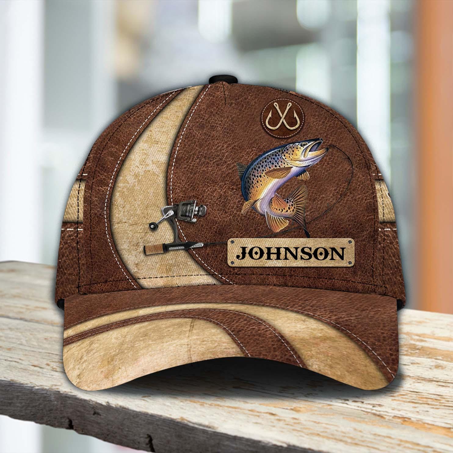 Fishing Buff & Brown Personalized Cap, Personalized Gift for Fishing Lovers Trucker Hats Custom Hats Gifts For Men & Women