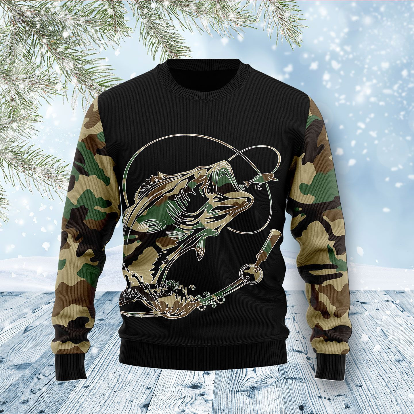 Fishing Dad Ugly Christmas Sweater Adult 3D Funny Matching for family