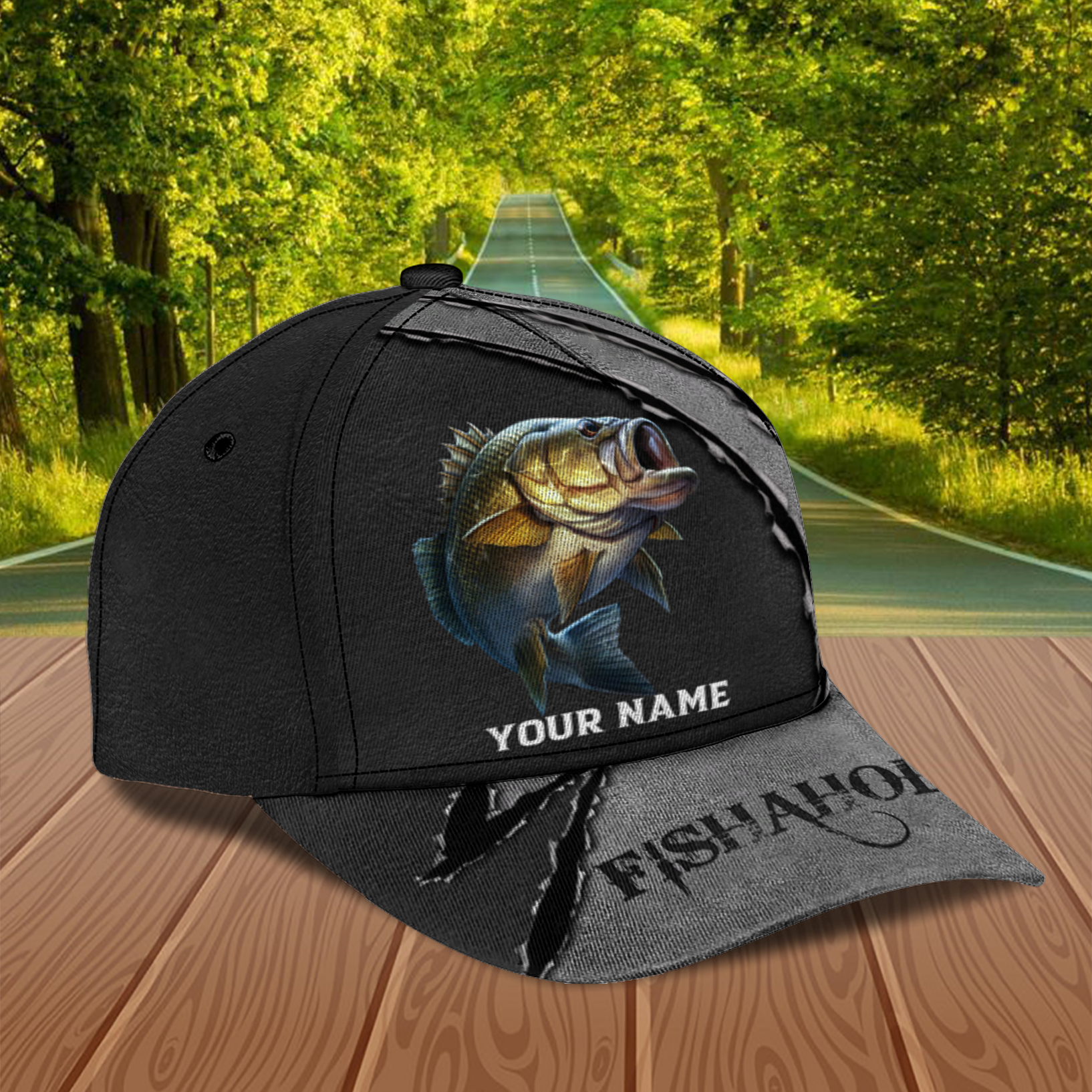 Fishing Fishaholic Gray Personalized Classic Cap, Personalized Gift for Fishing Lovers Trucker Hats Custom Hats Gifts For Men & Women