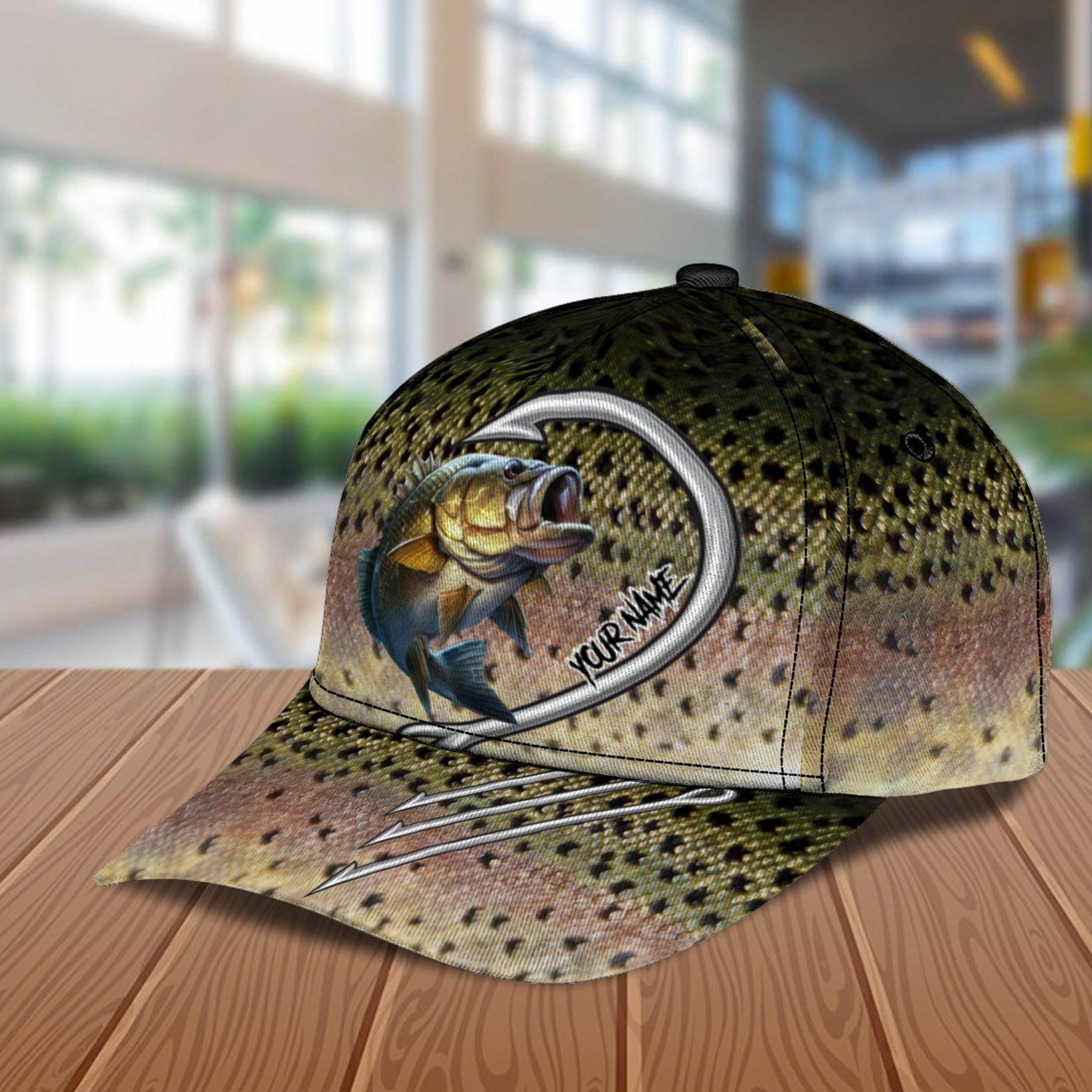 Fishing Four Hooks Personalized Classic Cap, Personalized Gift for Fishing Lovers Trucker Hats Custom Hats Gifts For Men & Women