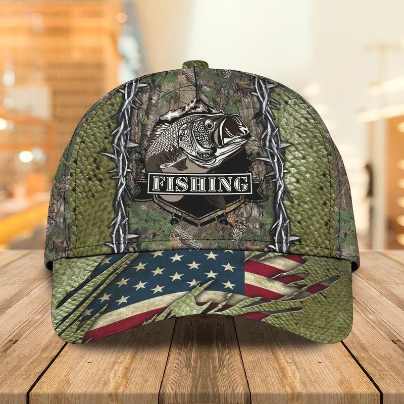 Fishing Green Fish Scales Flag Classic Cap Baseball Cap Trucker Hats Custom Hats Gifts For Men & Women