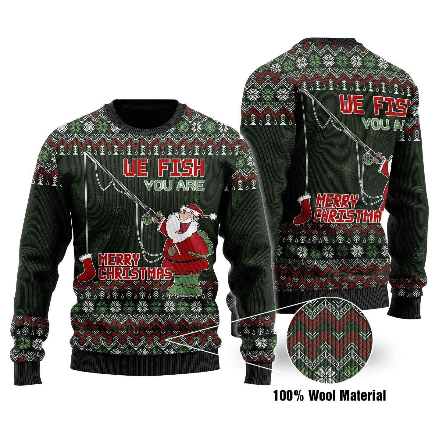 Fishing Love Ugly Christmas Sweater Adult 3D Funny Matching for family