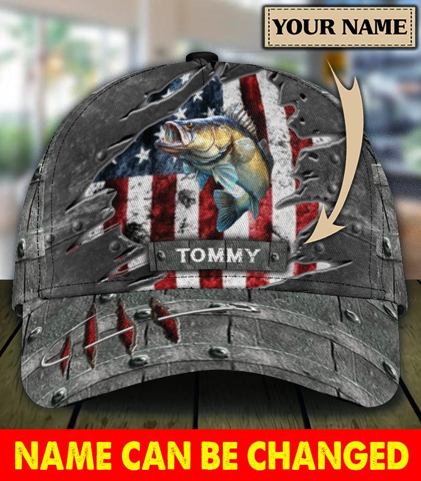Fishing Metal Personalized Classic Cap, Personalized Gift for Fishing Lovers Trucker Hats Custom Hats Gifts For Men & Women