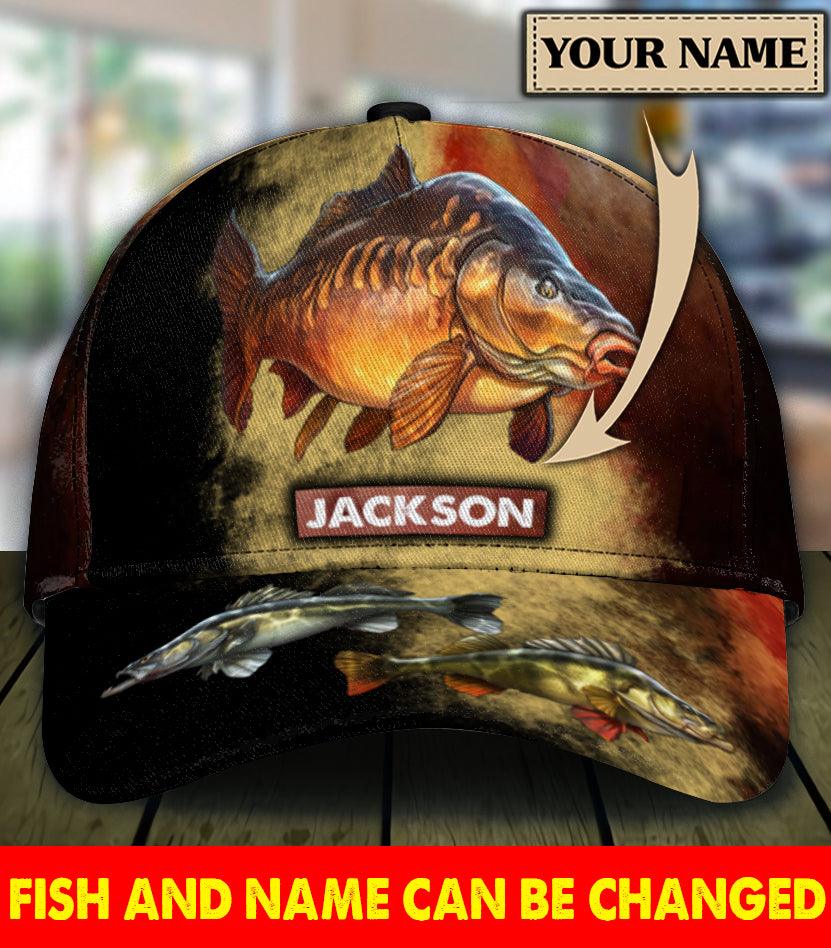 Fishing Orange Personalized Classi Cap, Personalized Gift for Fishing Lovers Trucker Hats Custom Hats Gifts For Men & Women