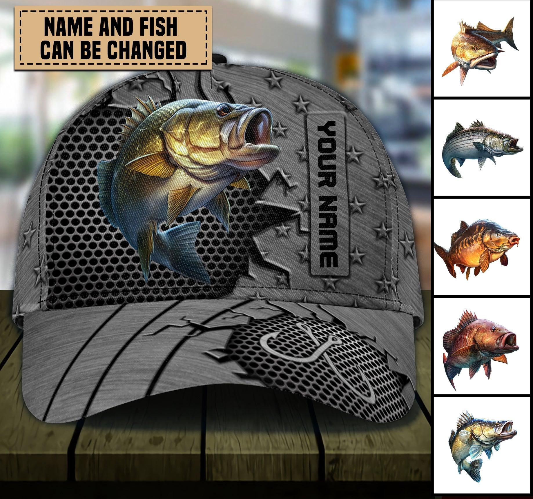 Fishing Personalized Classic Cap, Personalized Gift for Fishing Lovers Trucker Hats Custom Hats Gifts For Men & Women
