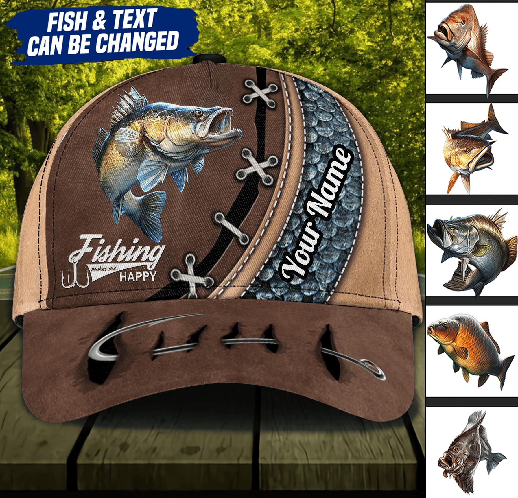 Fishing Personalized Classic Cap, Personalized Gift for Fishing Lovers Trucker Hats Custom Hats Gifts For Men & Women