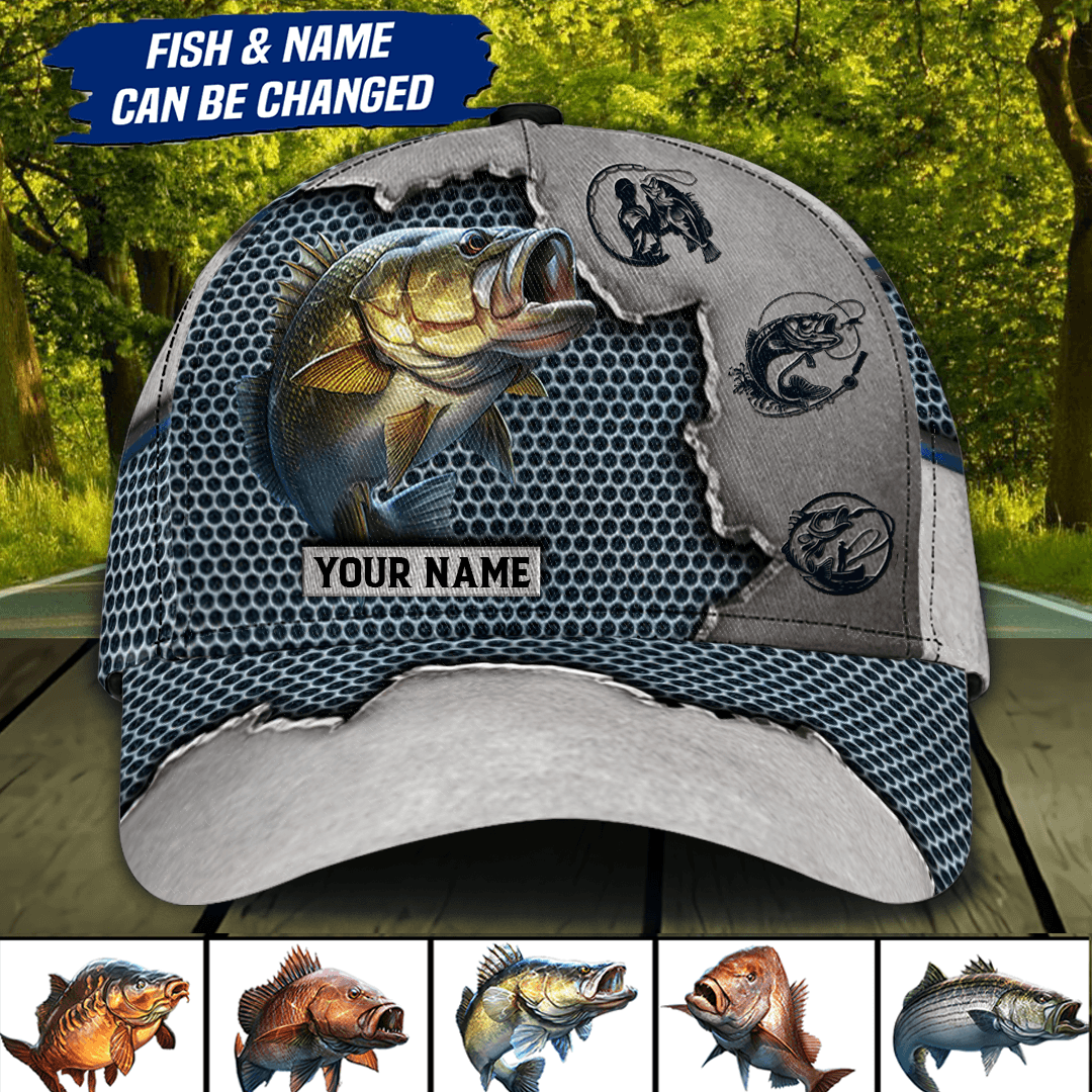 Fishing Personalized Classic Cap, Personalized Gift for Fishing Lovers Trucker Hats Custom Hats Gifts For Men & Women