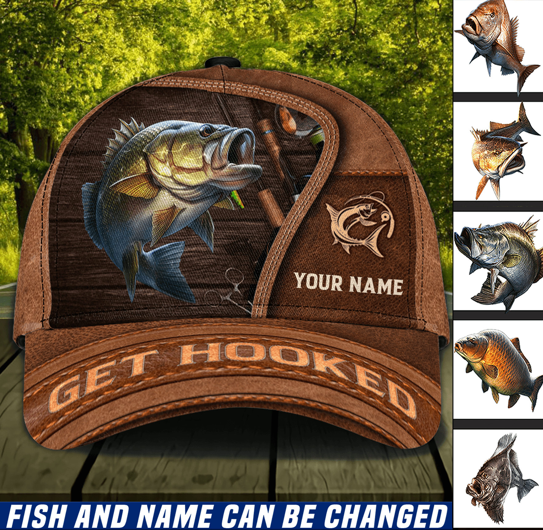 Fishing Personalized Classic Cap, Personalized Gift for Fishing Lovers Trucker Hats Custom Hats Gifts For Men & Women